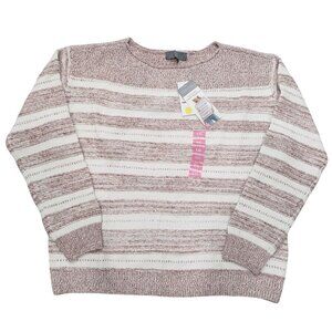 Berkley Jensen Textured Stripe Sweater Soft Cozy Preppy Retro Womens XXL 2XL